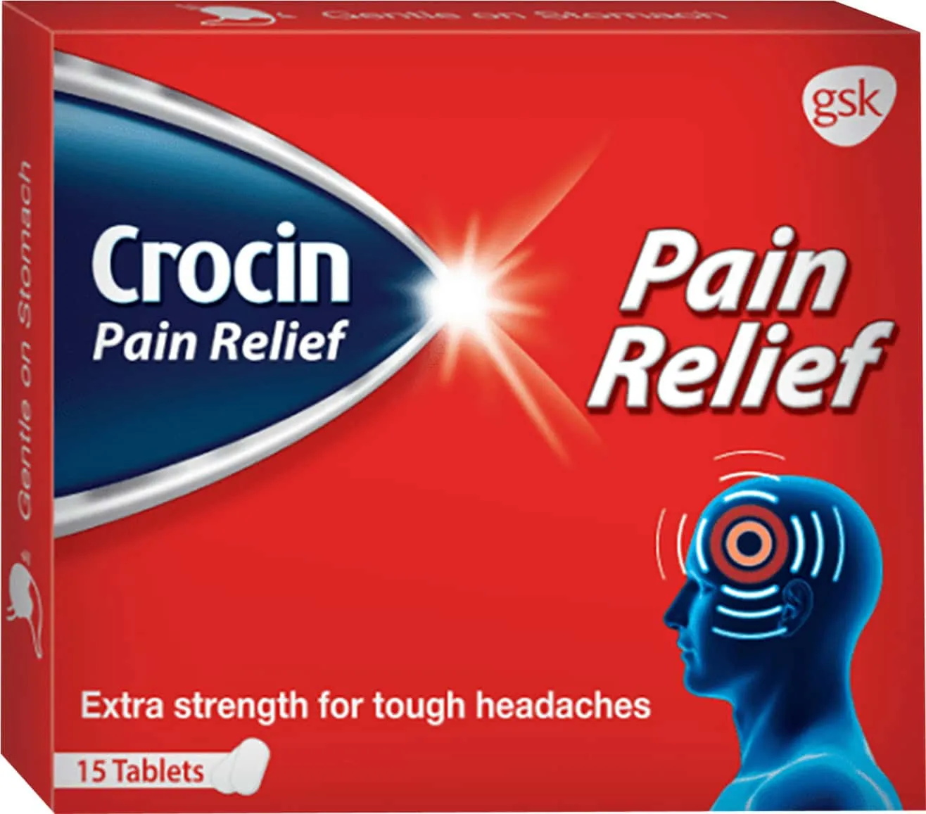 Crocin Advance 500mg Tablet strip and box packaging