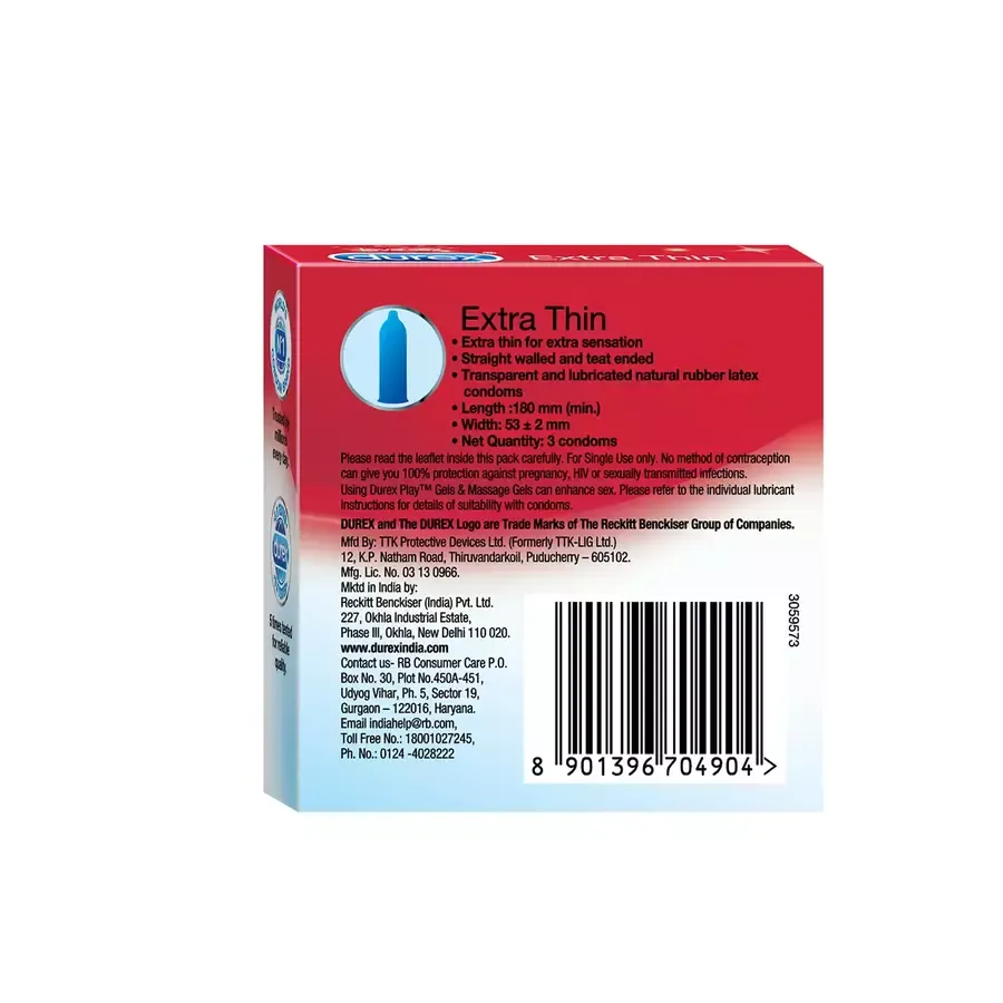 Durex Extra Thin condoms 3 pack box
