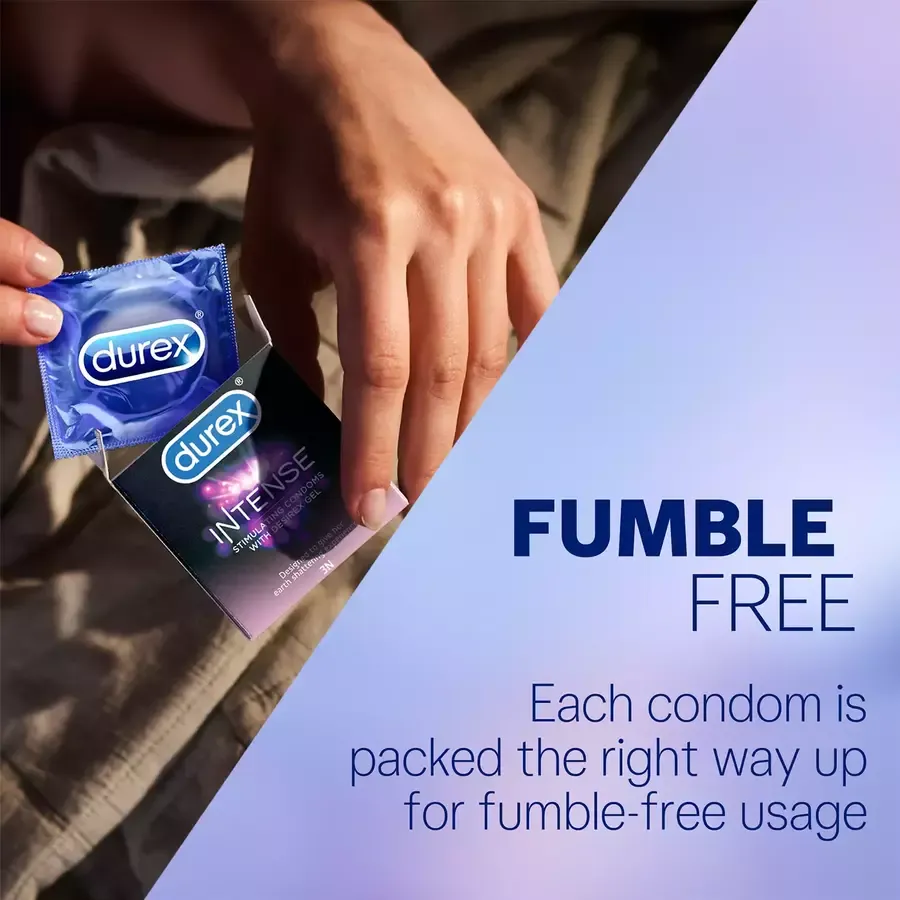 Durex Intense Stimulating Condoms with Desirex Gel - 10 pack box