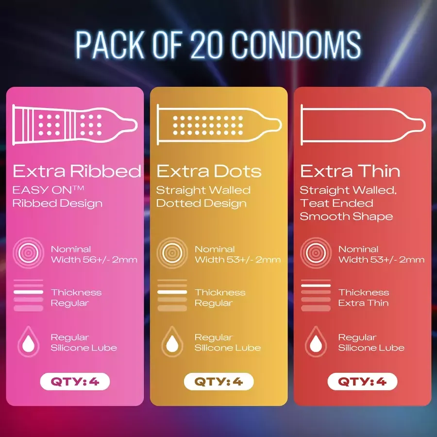 Durex Pleasure Mix 5 in 1 Pack - 20 assorted condoms