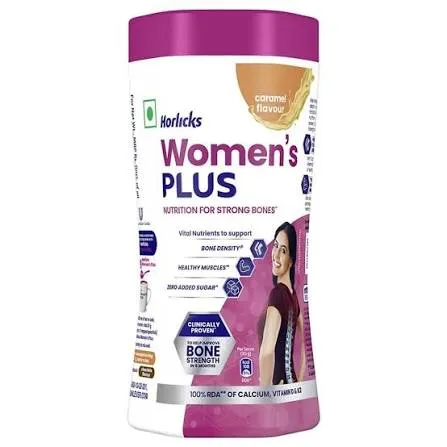 Horlicks Women's Plus Caramel Nutrition Drink 750g pack with bone health benefits