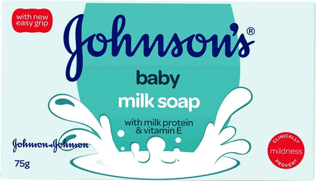 Johnson's Baby Milk Soap 75g bar front packaging