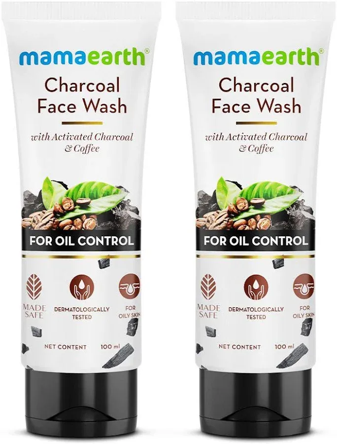 Mamaearth Charcoal Face Wash 100ml tube for deep cleansing and acne control