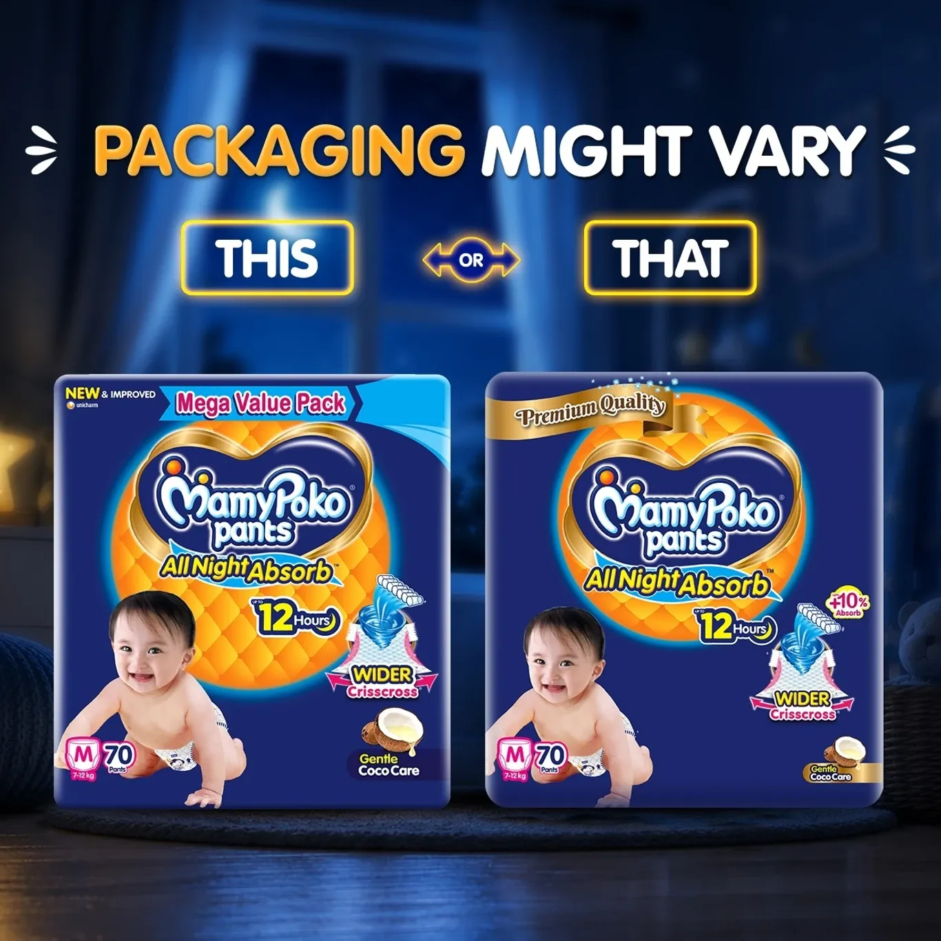 MamyPoko Baby Diapers All Night Absorb Coco Care M size 70 pack