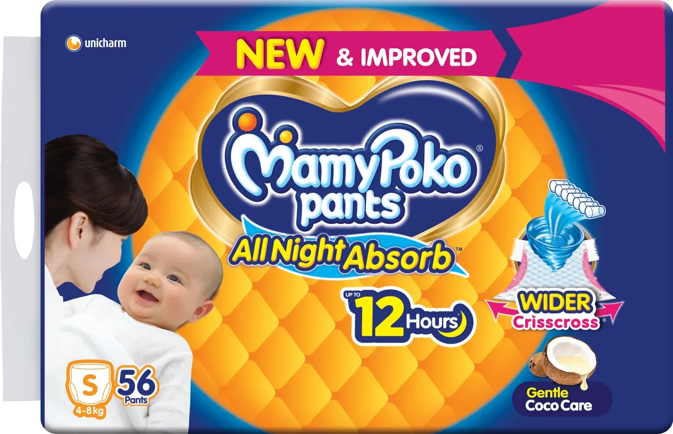 MamyPoko Baby Diapers All Night Absorb Coco Care Size S 56 pcs pack