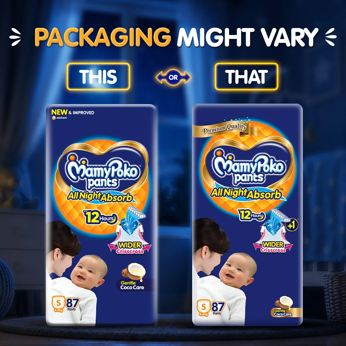 MamyPoko Baby Diapers All Night Absorb Coco Care Small size 4-8 kg 87 diapers pack