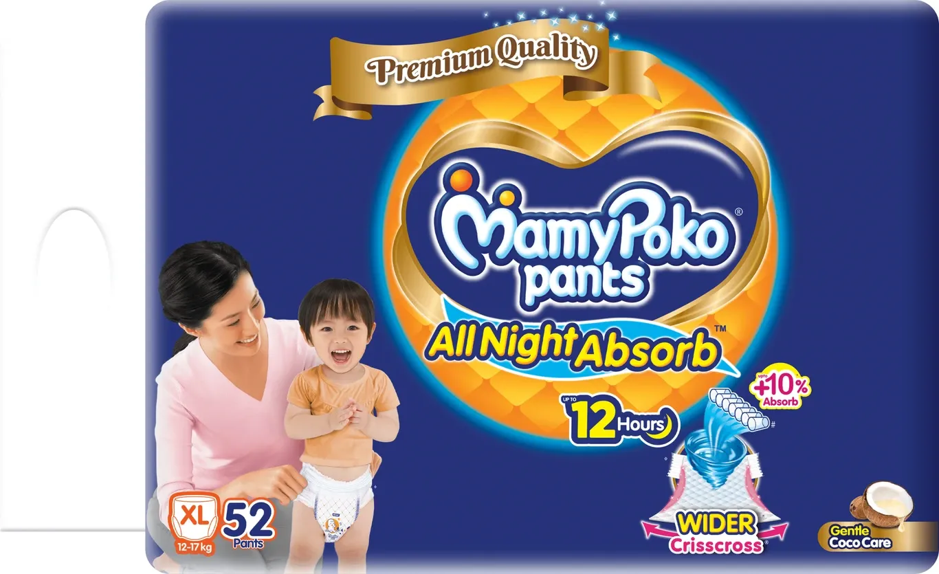 MamyPoko Baby Diapers XL All Night Absorb Coco Care 52 Pcs pack