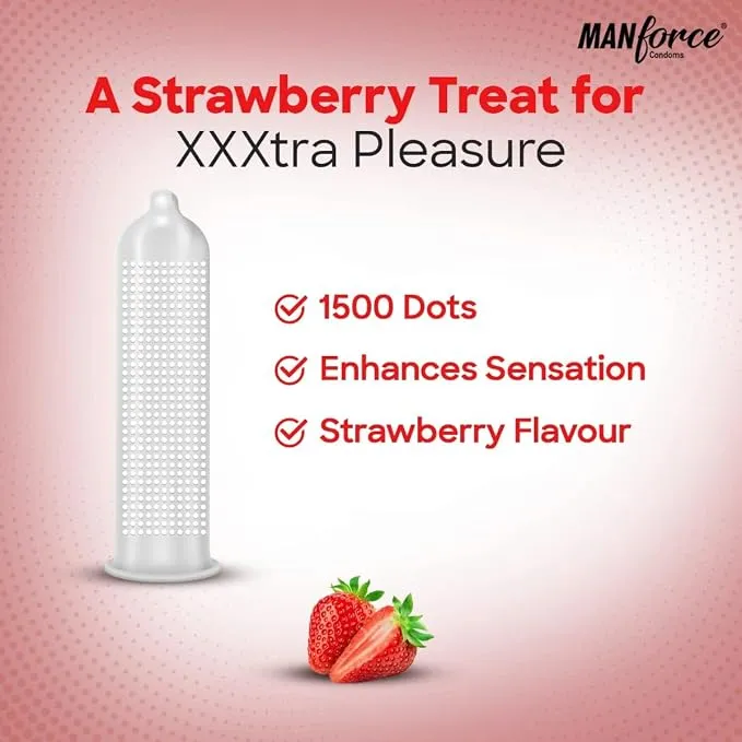 Manforce 1500 Dots Xotic Condom with Flavour Strawberry