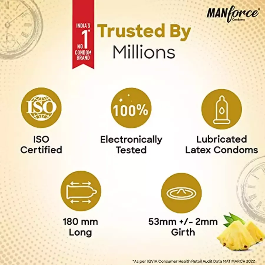 Manforce Overtime Pineapple Flavoured Condoms pack of 10