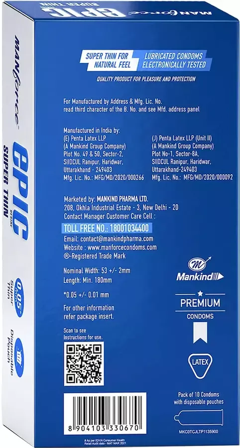 Manforce Epic Desire Super Thin condoms chocolate flavour 10 pack