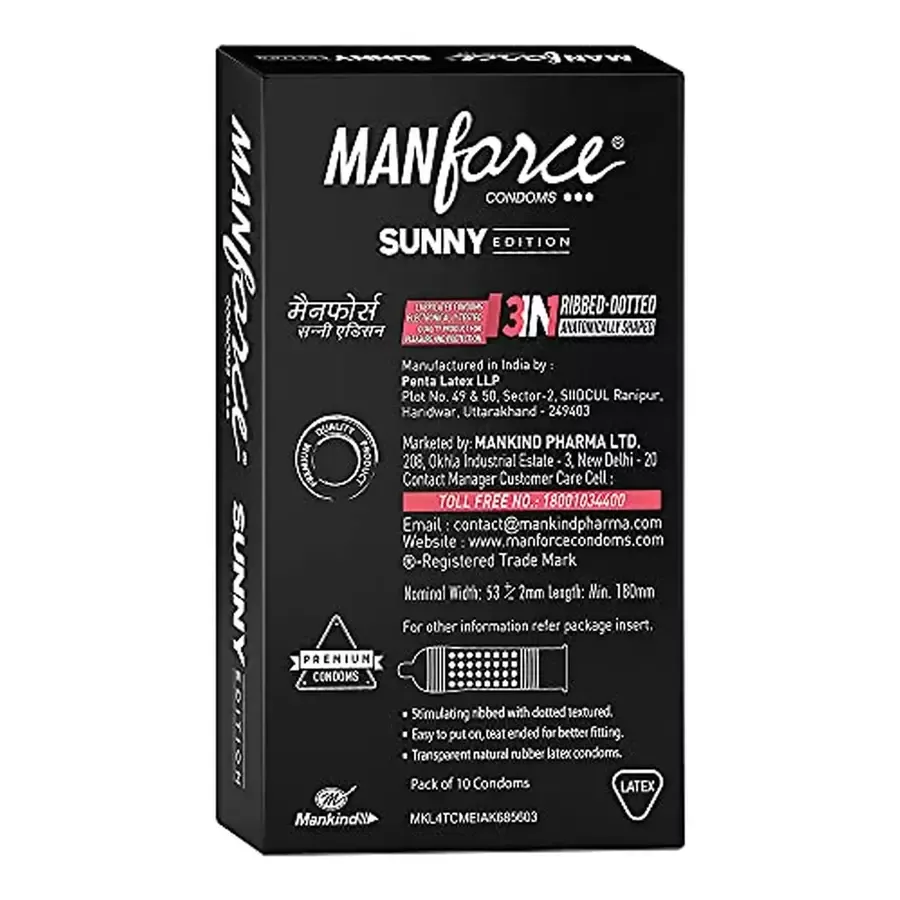 Manforce Ribbed & Dotted Sunny Edition Condoms 10 pack box