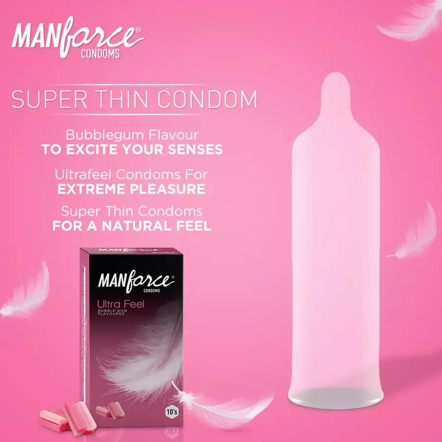 Manforce Ultra Feel Bubblegum Flavoured Condom Pack of 10