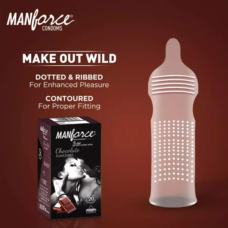 Manforce Wild Chocolate Condoms Pack of 20 - flavored latex condoms
