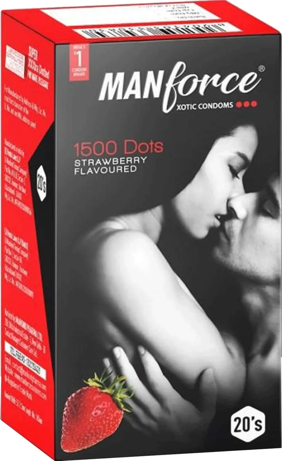 Manforce Xotic condoms 1500 dots strawberry flavoured pack of 20