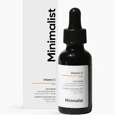 Minimalist 10% Vitamin C Serum 30ml bottle with dropper