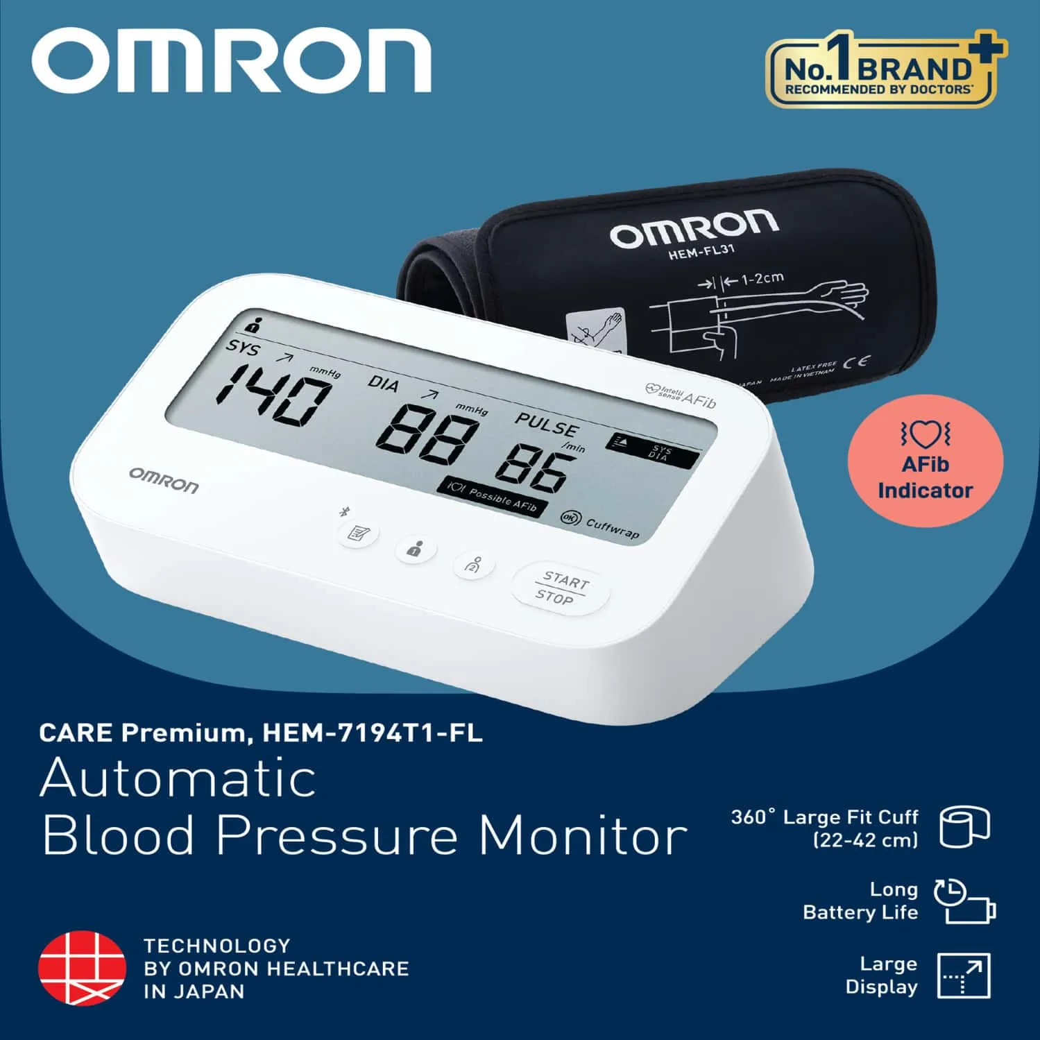 Omron Automatic BP Monitor HEM-7181-IN upper arm cuff device