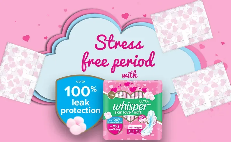 Whisper Ultra Skin Love Soft Sanitary Pads XL+ 15 count pack