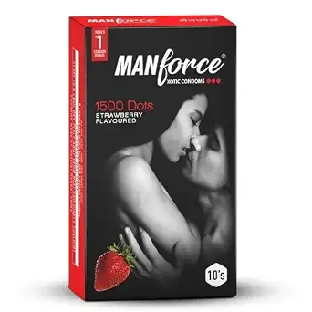 Manforce 1500 Dots Xotic Condom with Flavour Strawberry- 10 pcs