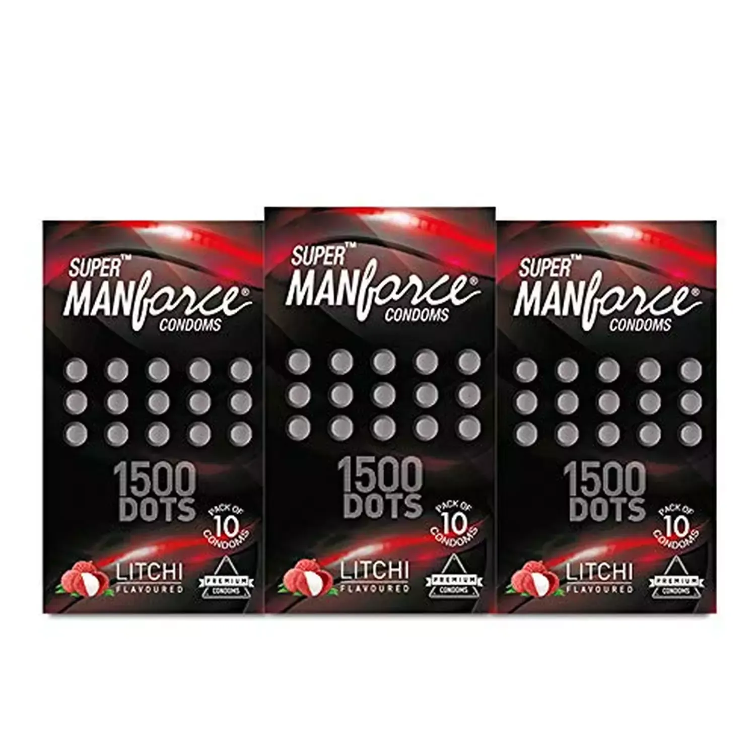 Super Manforce Extra Dotted Condoms Litchi Flavoured - 20 pcs