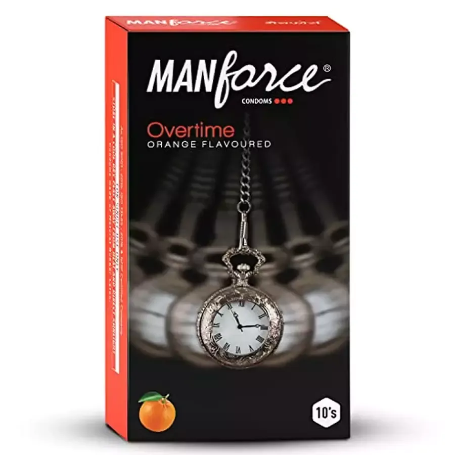 Manforce Overtime Orange 3In1 (Ribbed Contour Dotted) Condoms  10 pcs