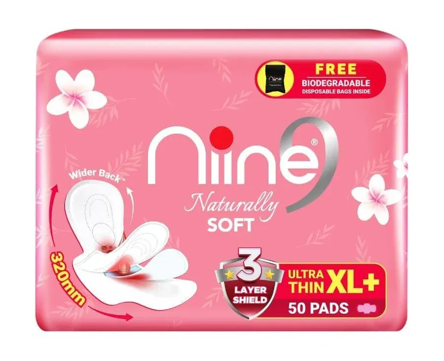 Niine Naturally Soft Ultra Thin XL+ Sanitary Pads- 50 pcs