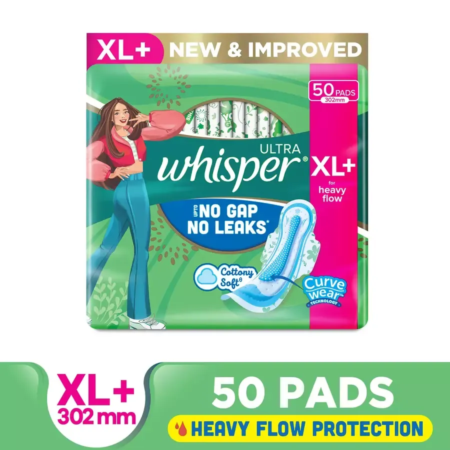Whisper Ultra Clean Sanitary Pads Xl+ For Women- 50 pcs