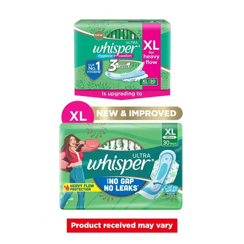 Whisper Ultra Upto No Gap No Leaks Sanitary Pads XL Size- 30 pcs