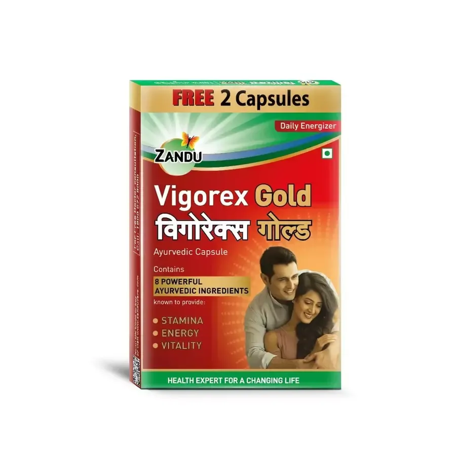 Zandu Vigorex Gold For Stamina Energy & Vitality- 10+2 Capsules